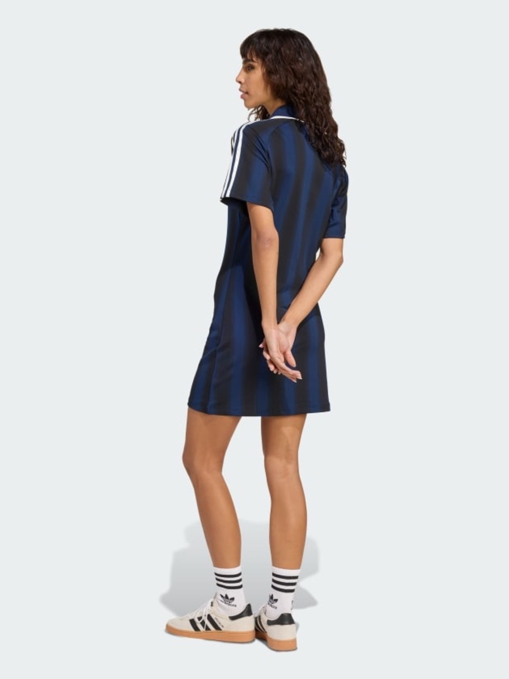 NWT Adidas Women's Footie Jersey Dress Blue Striped Small - Picture 2 of 8